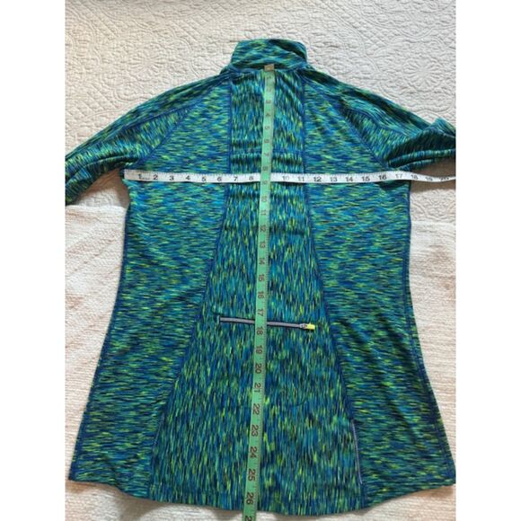 ATHLETA Mendoza Green Blue Space Dye 1/2 Zip Long Sleeve Athletic top, Small - Picture 9 of 9